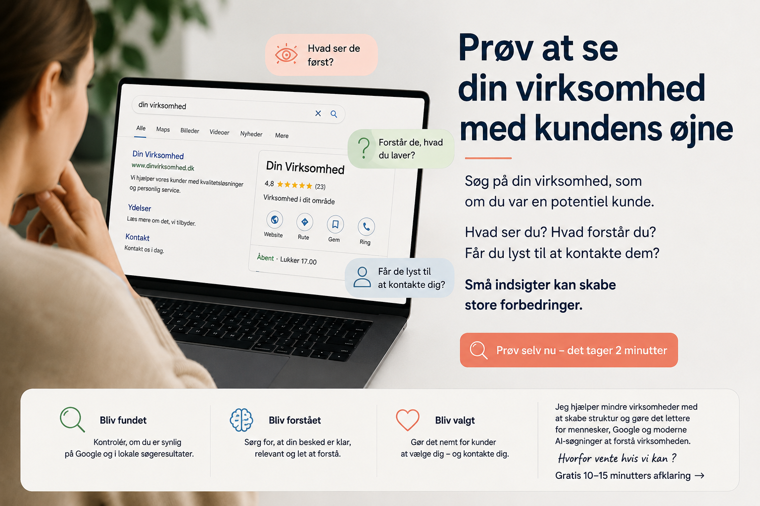 Prøv at se din virksomhed med kundens øjne – bliv fundet, forstået og valgt